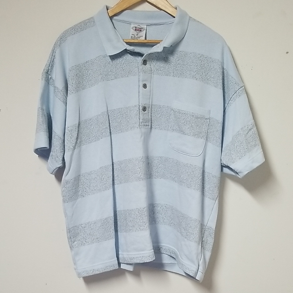 Men's Light Blue Striped Polo Shirt
